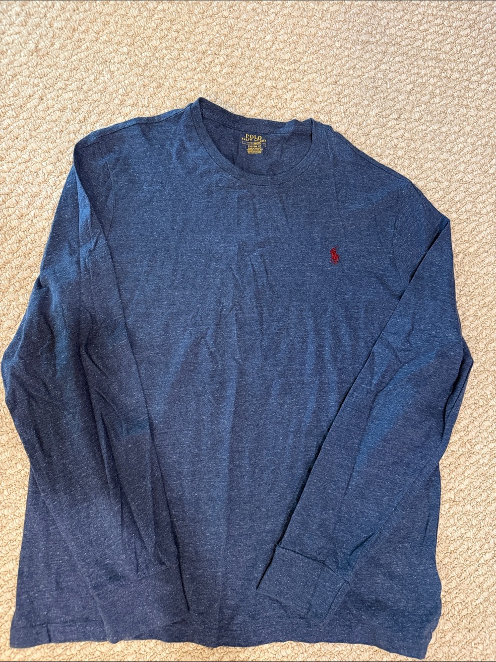 Polo by Ralph Lauren Heather Navy Long-Sleeve Crewneck with Maroon Logo